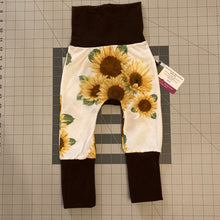 Load image into Gallery viewer, CLEARANCE Sunflowers on White Yellow Brown Mustard Cotton Spandex Maxaloones
