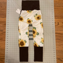 Load image into Gallery viewer, Sunflowers on White Yellow Brown Mustard Cotton Spandex Maxaloones
