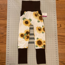 Load image into Gallery viewer, Sunflowers on White Yellow Brown Mustard Cotton Spandex Maxaloones
