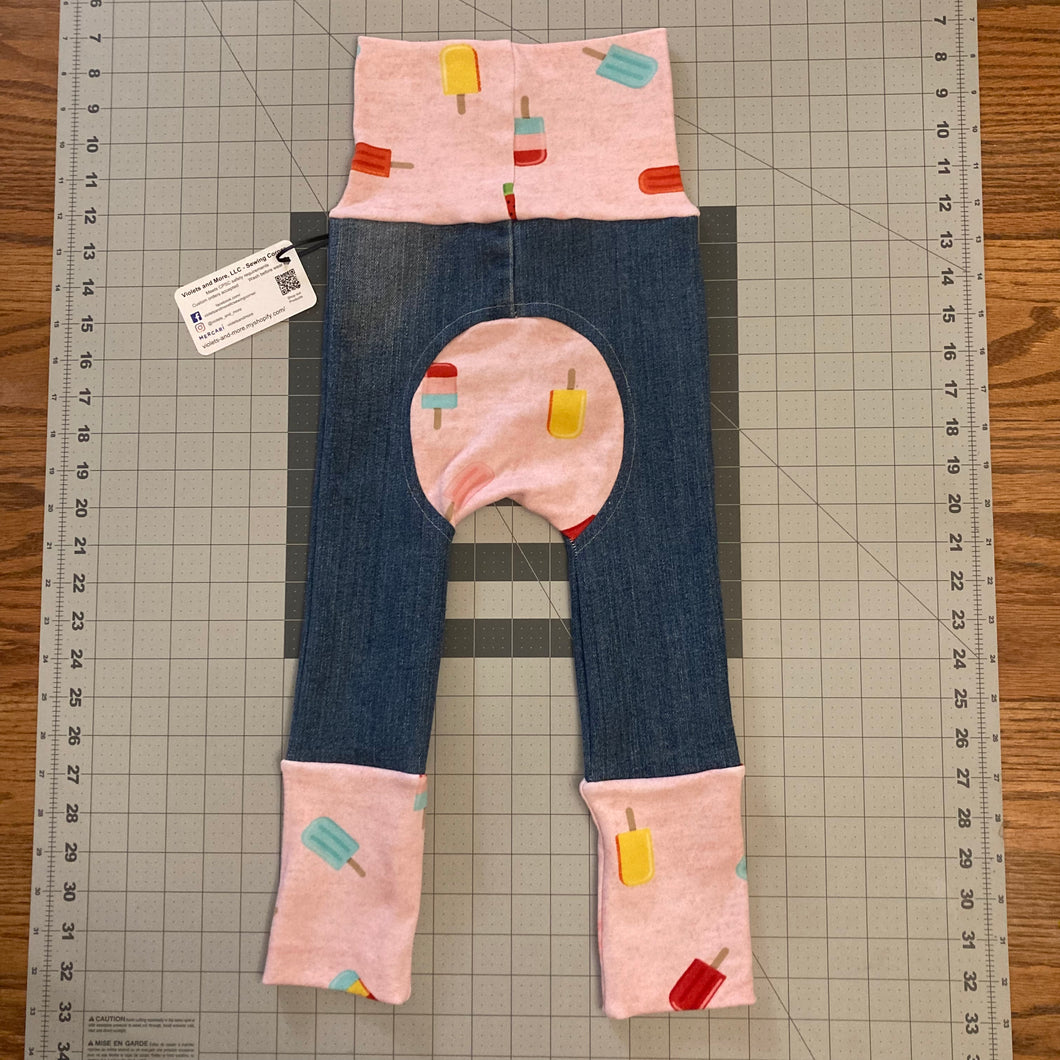 9mo-3T Denim Upcycled Popsicles Cotton Spandex Maxaloones