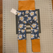 Load image into Gallery viewer, Daisies on Blue Mustard Cotton Spandex Maxaloones with Pockets
